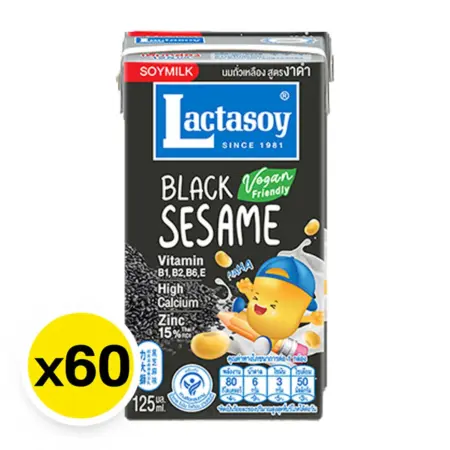 แลคตาซอย นมถั่วเหลือง ยูเอชที สูตรผสมงาดำ 125 มล. x 60