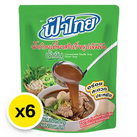 ฟ้าไทย น้ำก๋วยเตี๋ยวสำเร็จรูปเข้มข้น (น้ำข้น) 350 ก. x 6