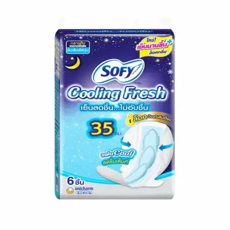 โซฟี คูลลิ่งเฟรช ผ้าอนามัยแบบมีปีก สลิม สำหรับกลางคืน 35 ซม. 9 ชิ้น