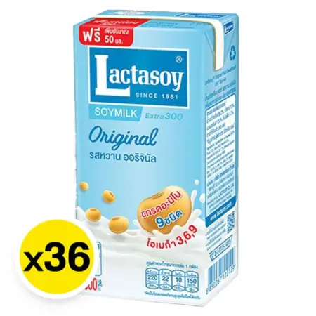 แลคตาซอย นมถั่วเหลือง ยูเอชที รสหวาน 300 มล. x 36