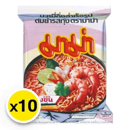 มาม่า บะหมี่กึ่งสำเร็จรูป รสต้มยำกุ้ง 55 ก. 10 ซอง