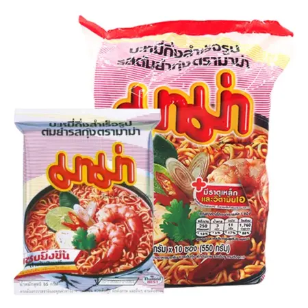 Mama instant noodles, Tom Yum Kung flavor, 55 grams, pack of 10