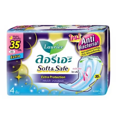 ลอรีเอะ ไนท์เอ็กตร้าโพรเทค ผ้าอนามัยแบบมีปีก 35 ซม. 4 ชิ้น x 6