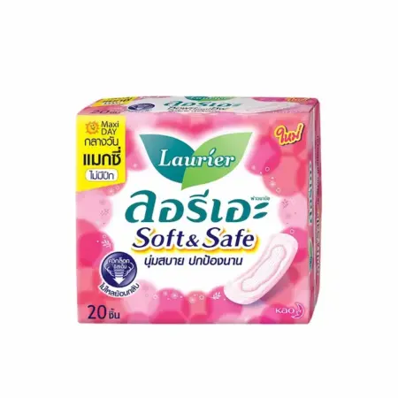 ลอรีเอะ ซอฟท์แอนด์เซฟ แมกซี่ ผ้าอนามัยแบบไม่มีปีก 22 ซม. 20 ชิ้น