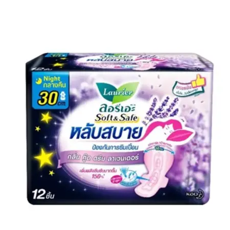 ลอรีเอะ ผ้าอนามัย ซอฟท์แอนด์เซฟ กลิ่นกู๊ด ดรีม ลาเวนเดอร์ 30 ซม. 12 ชิ้น