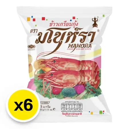 มโนห์รา ข้าวเกรียบกุ้งทอด 35 ก. x 6