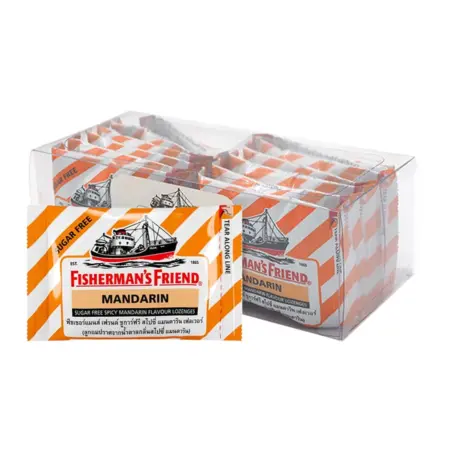 Fisherman's Friend Mandarin Orange Spicy Candy, Sugar Free, 12 Pieces