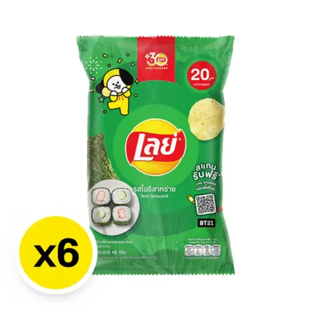 เลย์ มันฝรั่งแท้ทอดกรอบ รสโนริสาหร่าย 48 ก. x 6