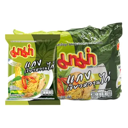 บะหมี่กึ่งสำเร็จรูป รสแกงเขียวหวานไก่ ขนาด 55 กรัม (แพ็ก 6 ซอง)