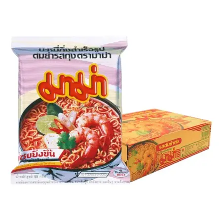 มาม่า บะหมี่กึ่งสำเร็จรูป รสต้มยำกุ้ง55 กรัม ต่อซอง (บรรจุยกลังรวม 30 ซอง)