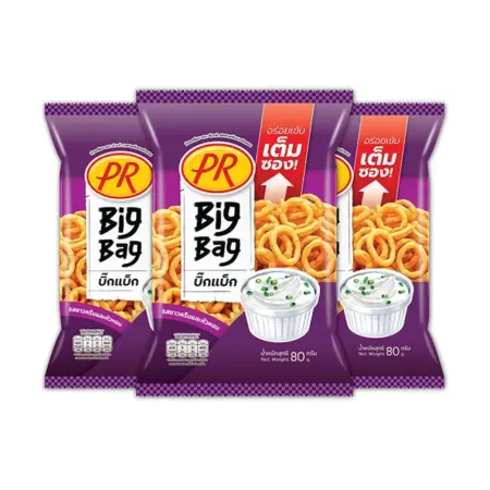 PR Rice Crackers Sour Cream and Onion Flavor 80g. x 3