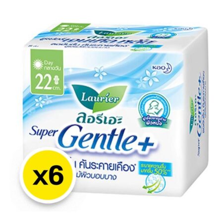 ลอรีเอะ ซูเปอร์ เจนเทิล พลัส ผ้าอนามัยแบบมีปีก 22 ซม. 8 ชิ้น x 6