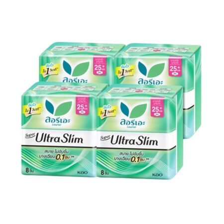 ลอรีเอะ ซูเปอร์ อัตราสลิม ผ้าอนามัย แบบมีปีก 25 ซม. 8 ชิ้น x 4