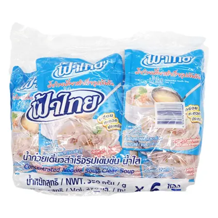ฟ้าไทย น้ำก๋วยเตี๋ยวสำเร็จรูปเข้มข้น น้ำใส 350 ก. x 6